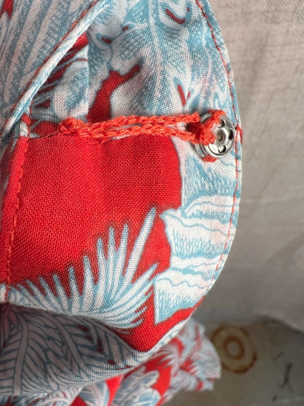 Talbots Dress Tropical Cotton Midi Red Blue Palm Tree Vacation women's 16W NWT - Picture 6 of 11